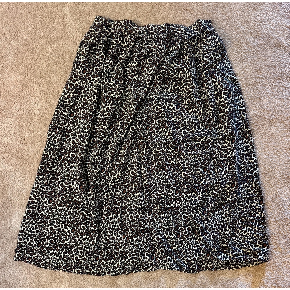 Vintage Just‎ My Size Leopard Print Elastic Waist Midi Skirt Women's L